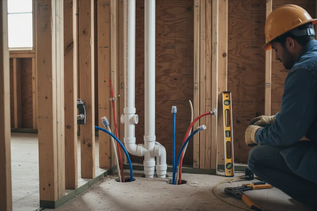 Drain and supply rough-in during Sump Pump Repair in Elburn