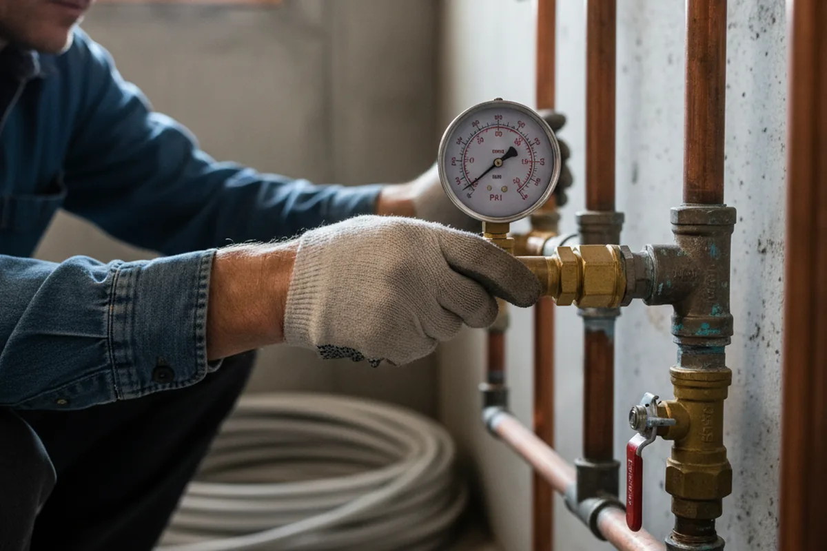 Pressure testing a repaired line during Water Line Repair in Elburn